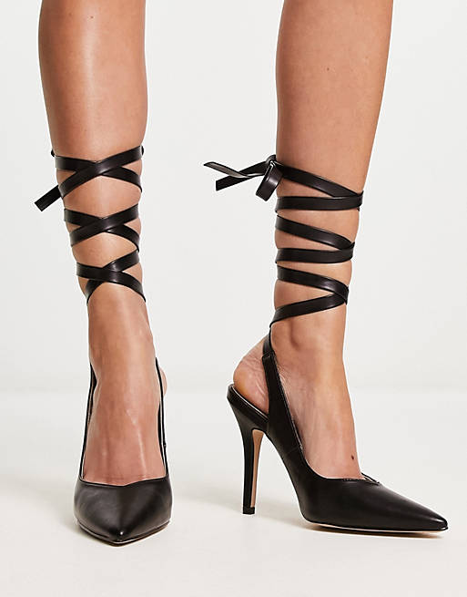 RAID Ankle Tie Pumps Black For the Working Lady