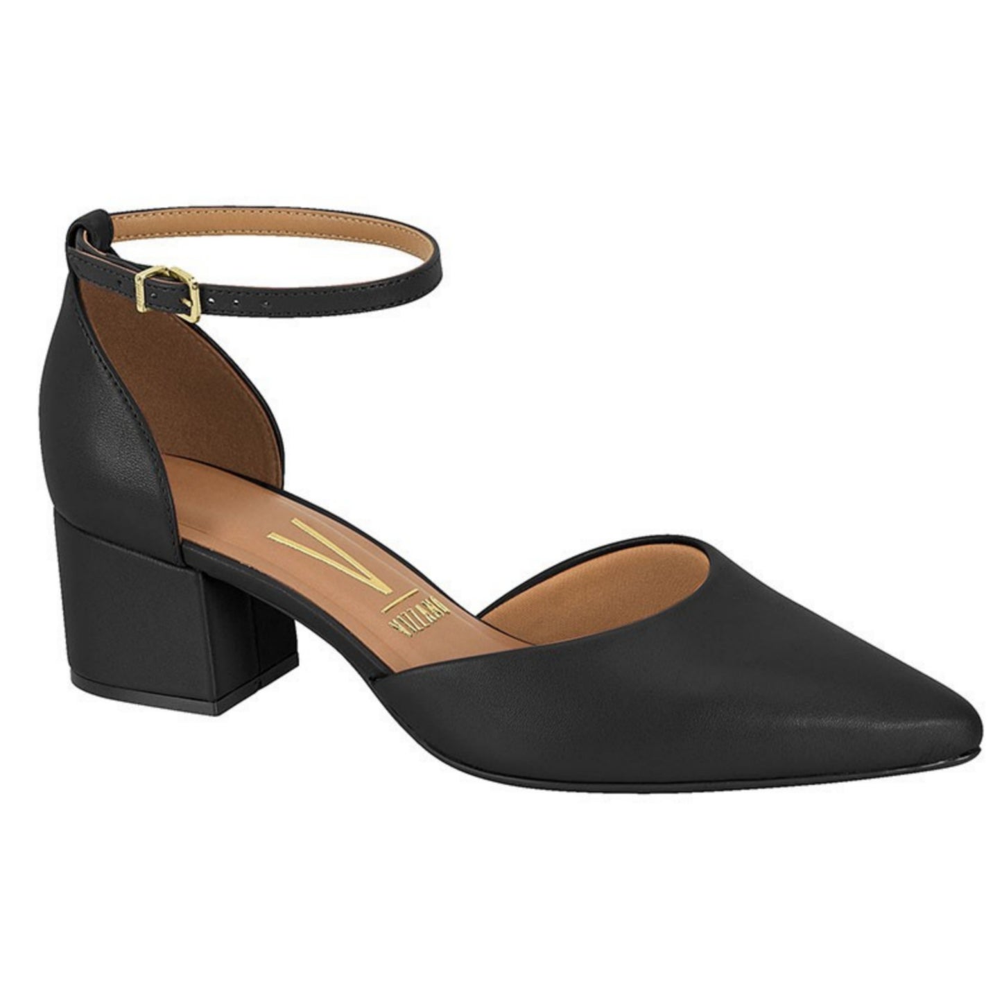 Vizzano Pointed Ankle Strap Low Block Heel