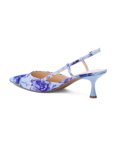 Ninewest Floral Blue Kitten Heels