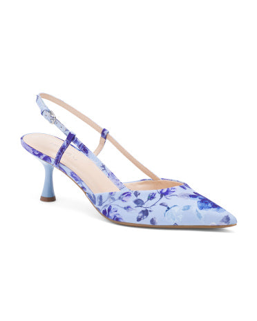 Ninewest Floral Blue Kitten Heels