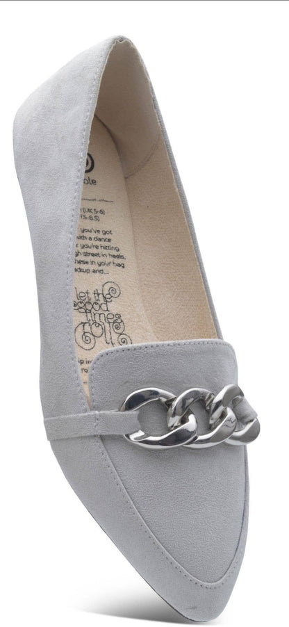 Rollasole Pointed Flats Light Grey