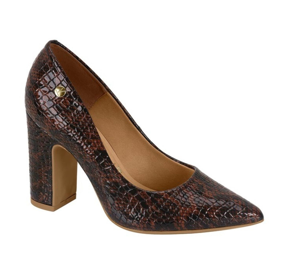 Vizzano Pointed Block Heel (Brown Cobra)
