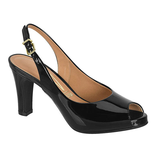 Vizzano Peeptoe Slingback (Black Patent)