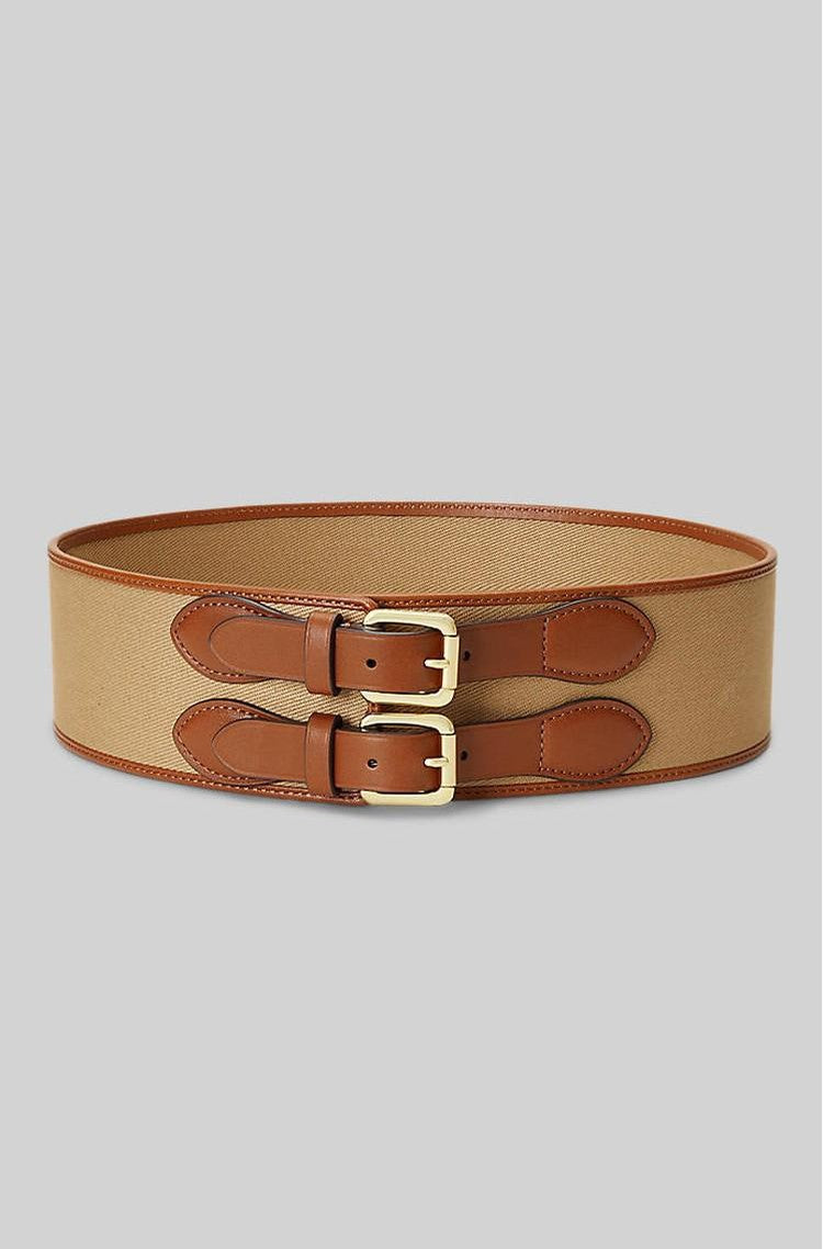 Ralph Lauren Leather Trim Wide Belt