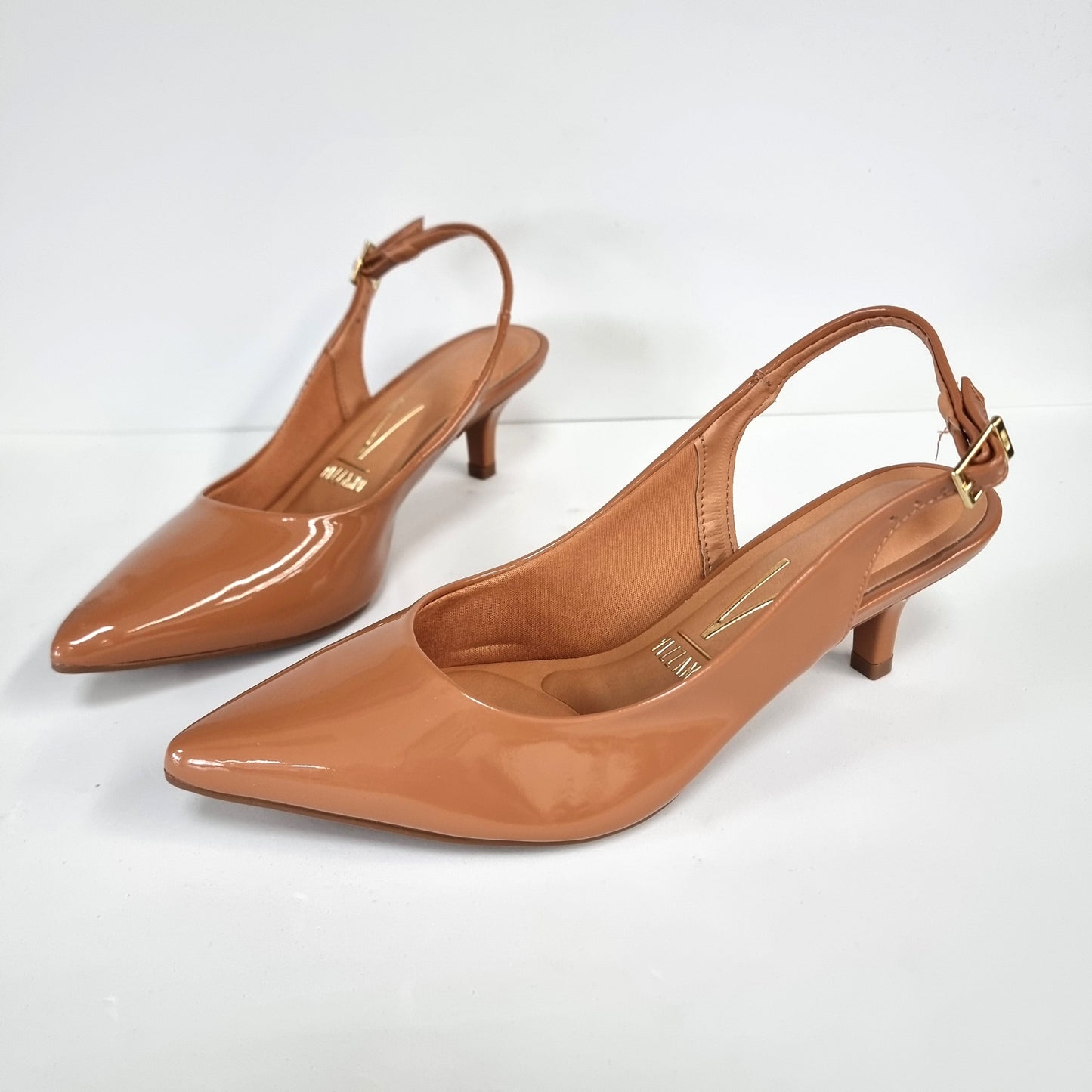 Vizzano Patent Slingback Kitten (Camel)