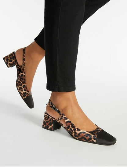 JF Leopard Block Heel Slingback