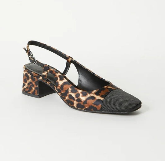 JF Leopard Block Heel Slingback