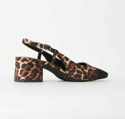 JF Leopard Block Heel Slingback