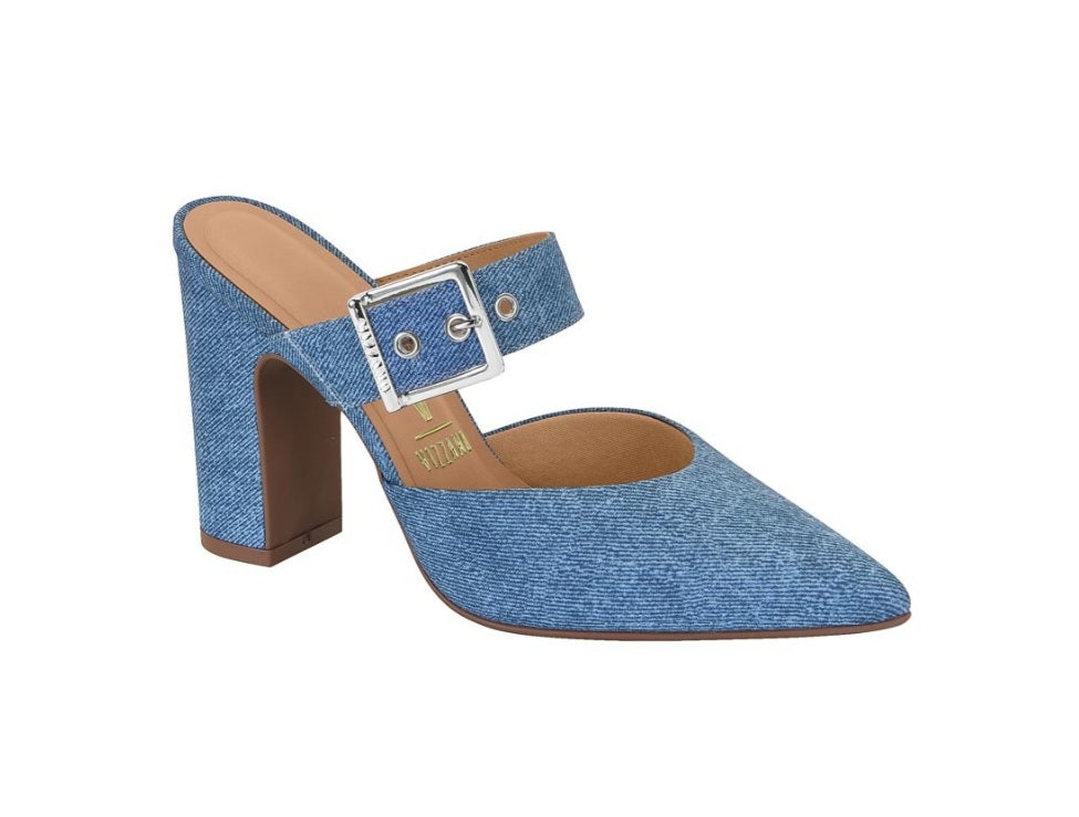 Vizzano Block Heel Mules w/Buckle Denim