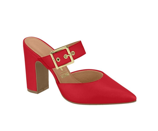 Vizzano Block Heel Mules w/Buckle Red