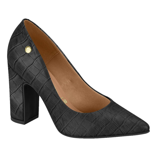 Vizzano Pointed Block Heel (Black Croc)