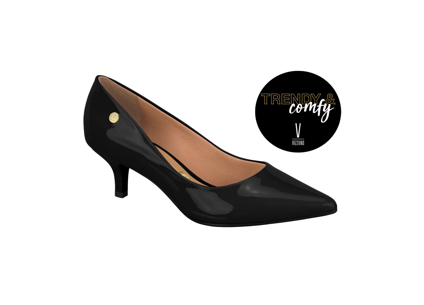 Vizzano Pointed Kitten Heel Pump (Premium Black)