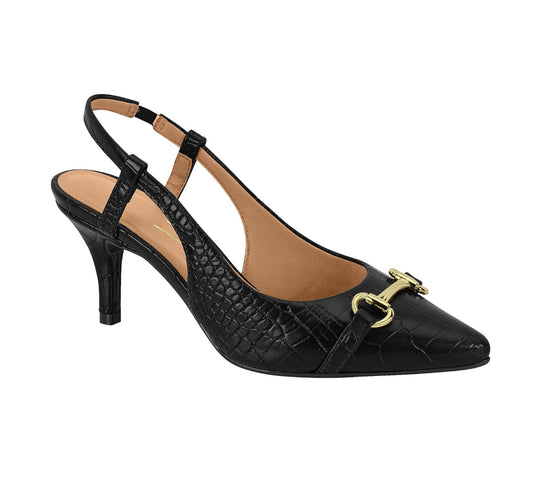 Vizzano Croco Macau Kitten Slingback (Black)