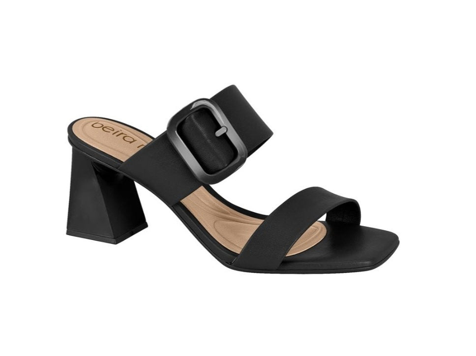 Beira Rio Block Heel Mule (Black)