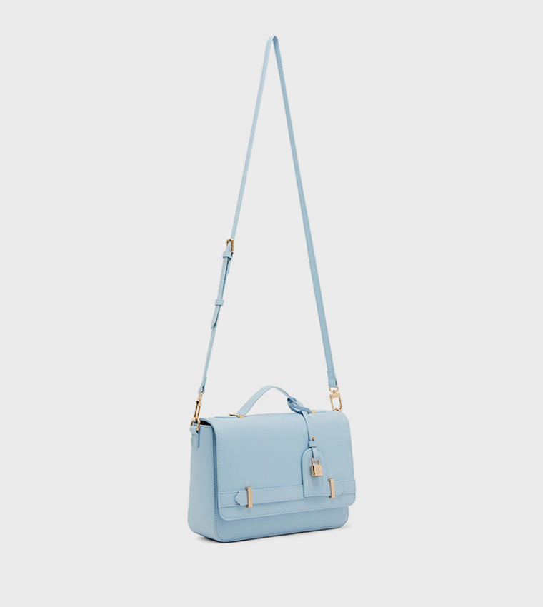 Anne Klein Belted Flap Handbag (Light Blue)