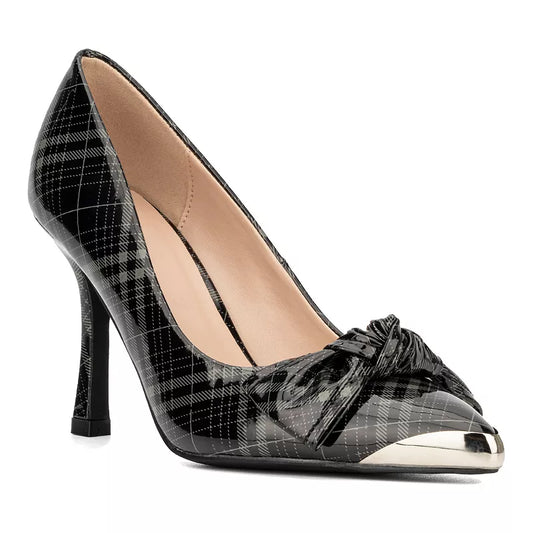 NY&Co. Patent Plaid Gray Pump