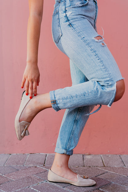 Rollasole Taupe Tassel Flats