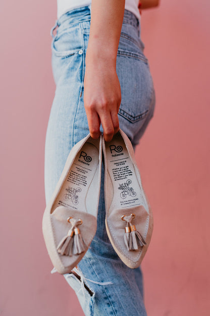 Rollasole Taupe Tassel Flats