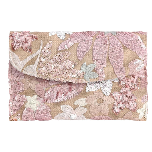 Floral Clutch Purse (Nude/Pink)