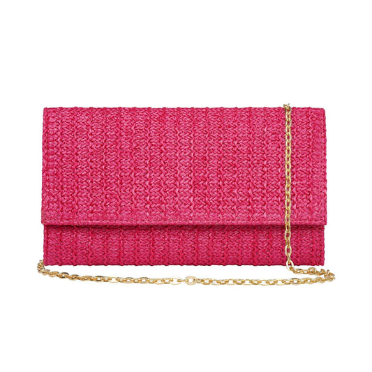 Straw Shoulder Crossbody (Pink)