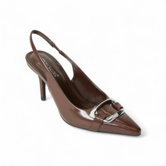 SD Brown Buckle Slingbacks