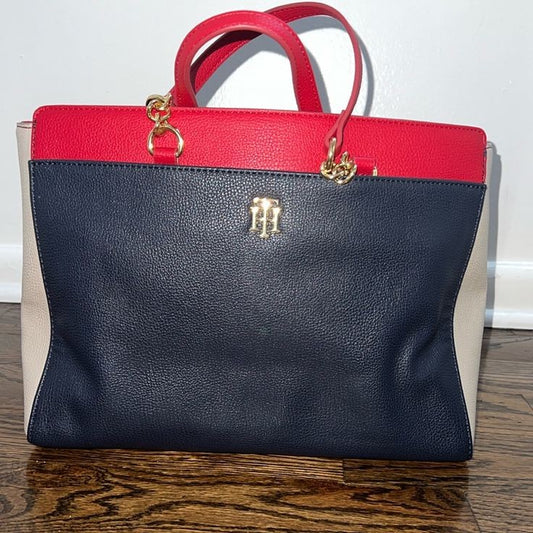 Tommy Hilfiger Navy Red Stone Satchel