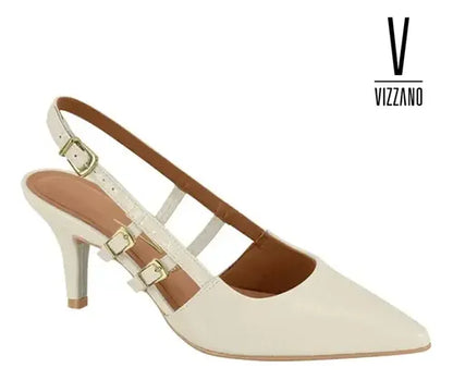 Vizzano Midheel London Slingback (Off White Croc)