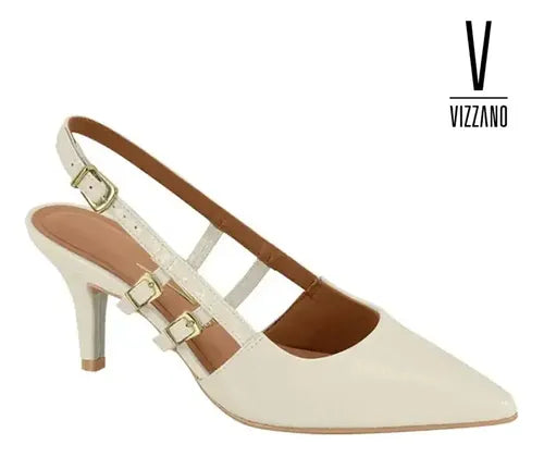 Vizzano Midheel London Slingback (Off White Croc)