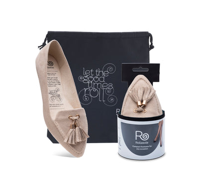 Rollasole Taupe Tassel Flats
