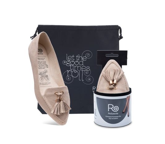 Rollasole Taupe Tassel Flats