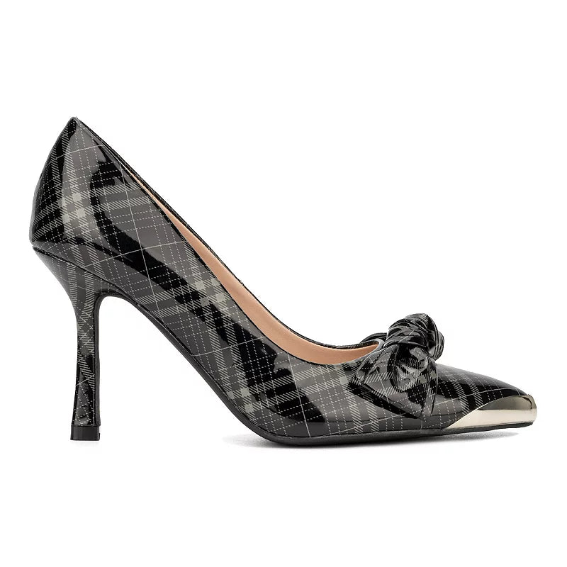 NY&Co. Patent Plaid Gray Pump