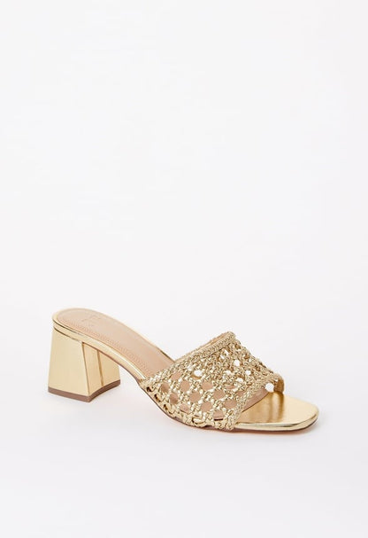 JF Harlowe Block Heel Sandals (Gold)