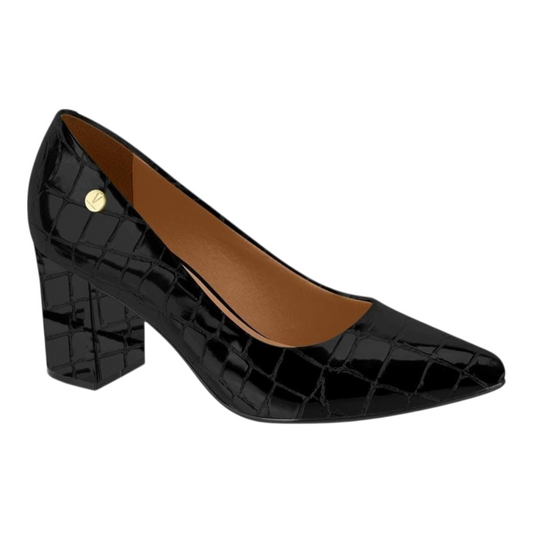 Vizzano Pointed Mid-heel Block Heel (Patent Croc Black)