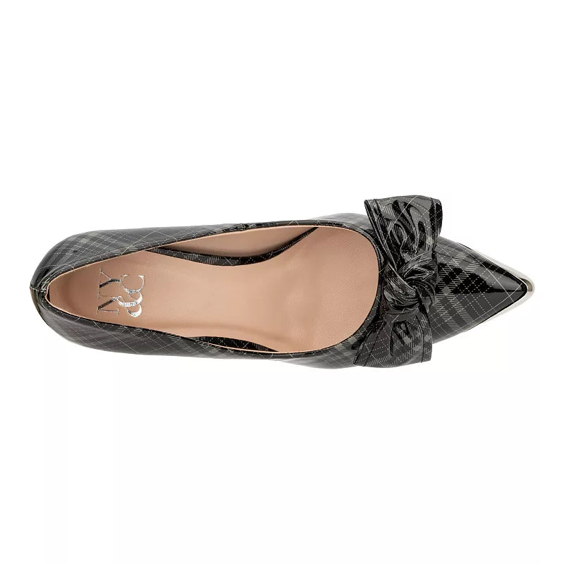 NY&Co. Patent Plaid Gray Pump