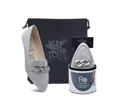 Rollasole Pointed Flats Light Grey